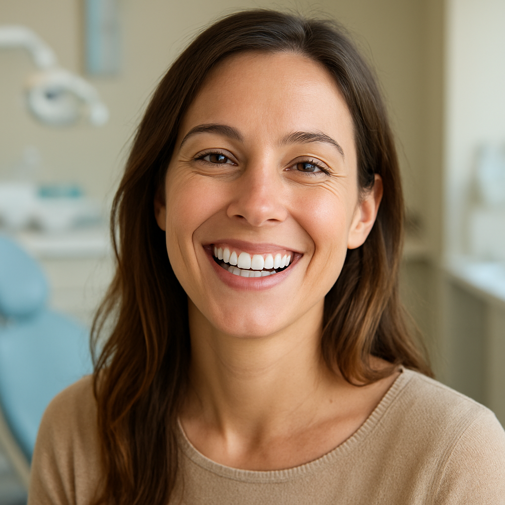 Happy patient with bright smile